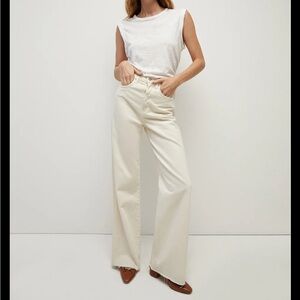 Veronica Beard Jeans Taylor Wide-Leg Corduroy in Cream